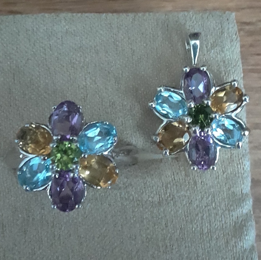 Gemstone Pendant and ring set